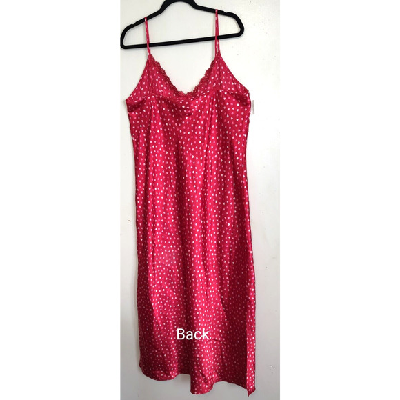 Jaclyn Smith Nightgown 1X Red Satin Lace Trim Hearts Valentine's Day Lingerie 1X - Picture 9 of 11